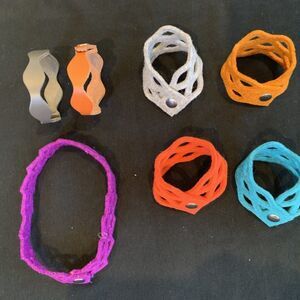 7 Custom made bracelets in 100% wool & leather